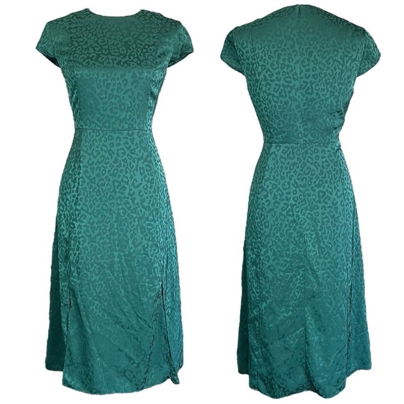 Ted Baker Green Bellana Leopard Dress sz 3 - Picture 15 of 16